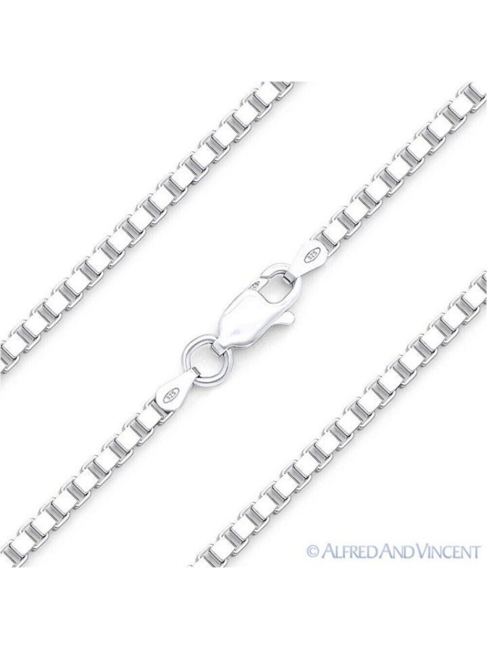 3mm Classic Box Link Italian Chain Bracelet in Solid .925 Sterling Silver - 8"